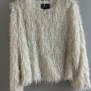 254926 Off White Shaggy Designer Sweater Lined by FRANK LYMAN